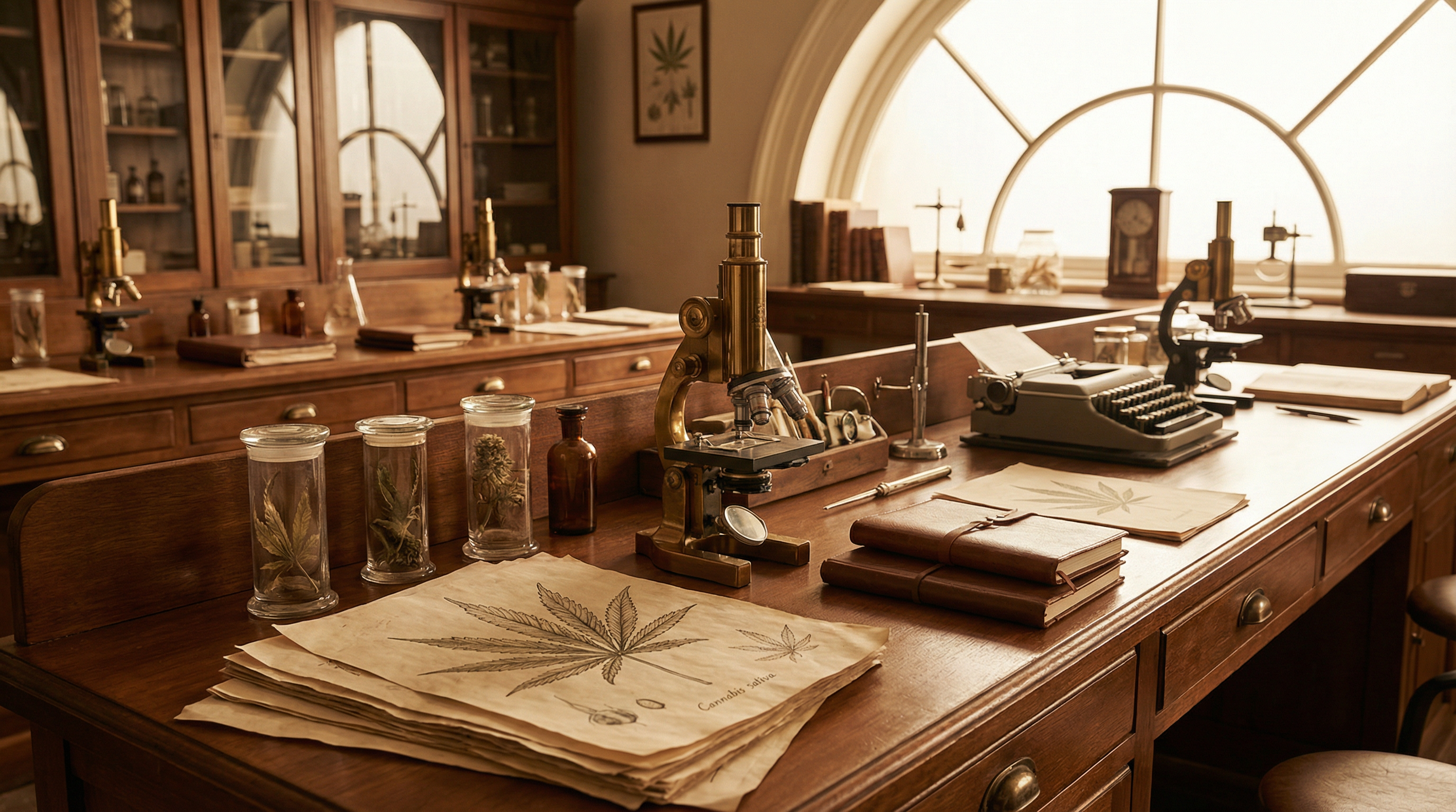 Laboratorio botánico vintage de los años 70